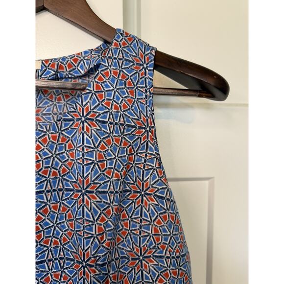 J.Crew Women's Sleeveless Blouse Size 10 Med Draped Back Geometric - Picture 2 of 7